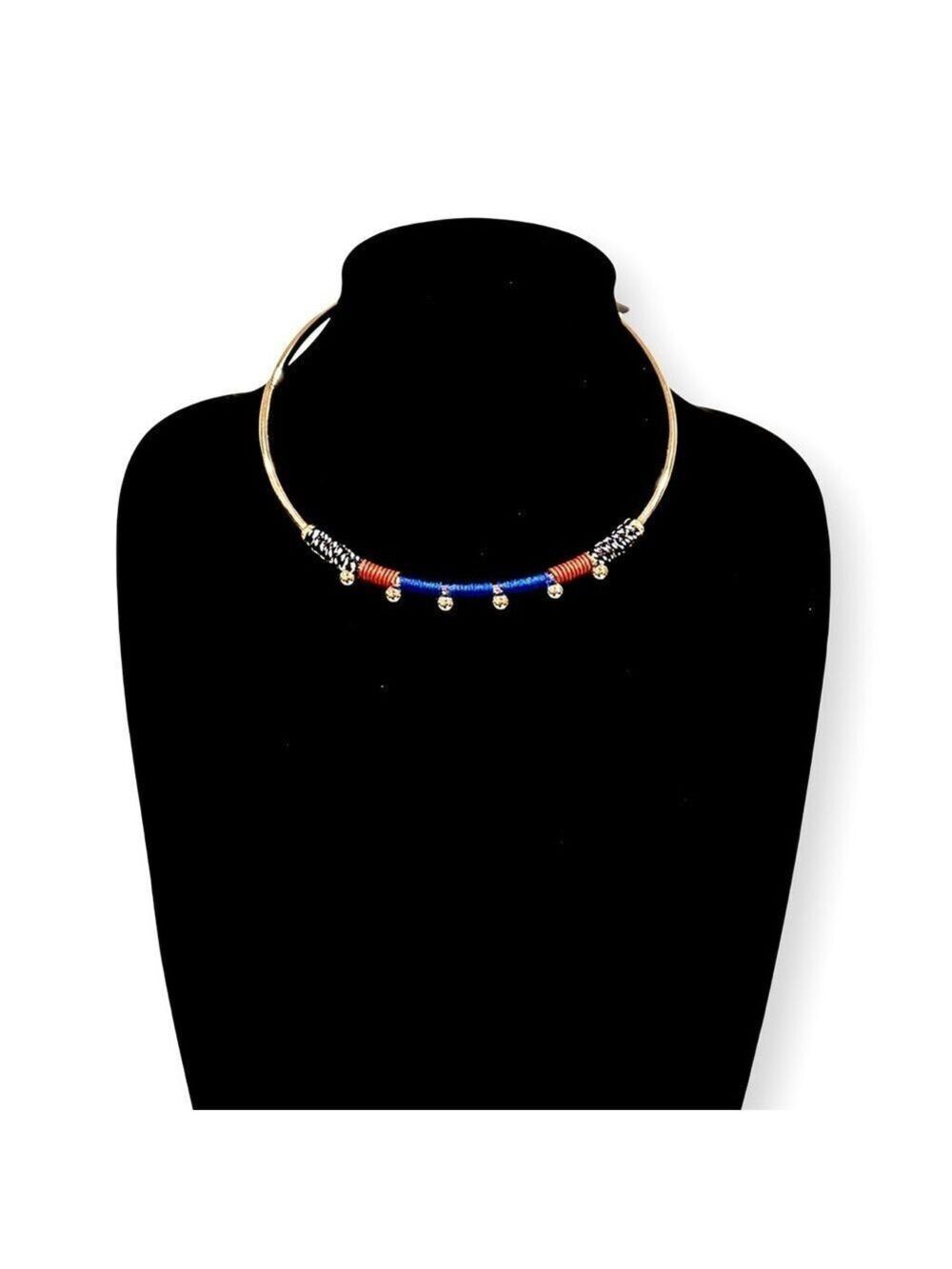 Banana Republic Gold Tone Thread Wrapped Collar Necklace NWT